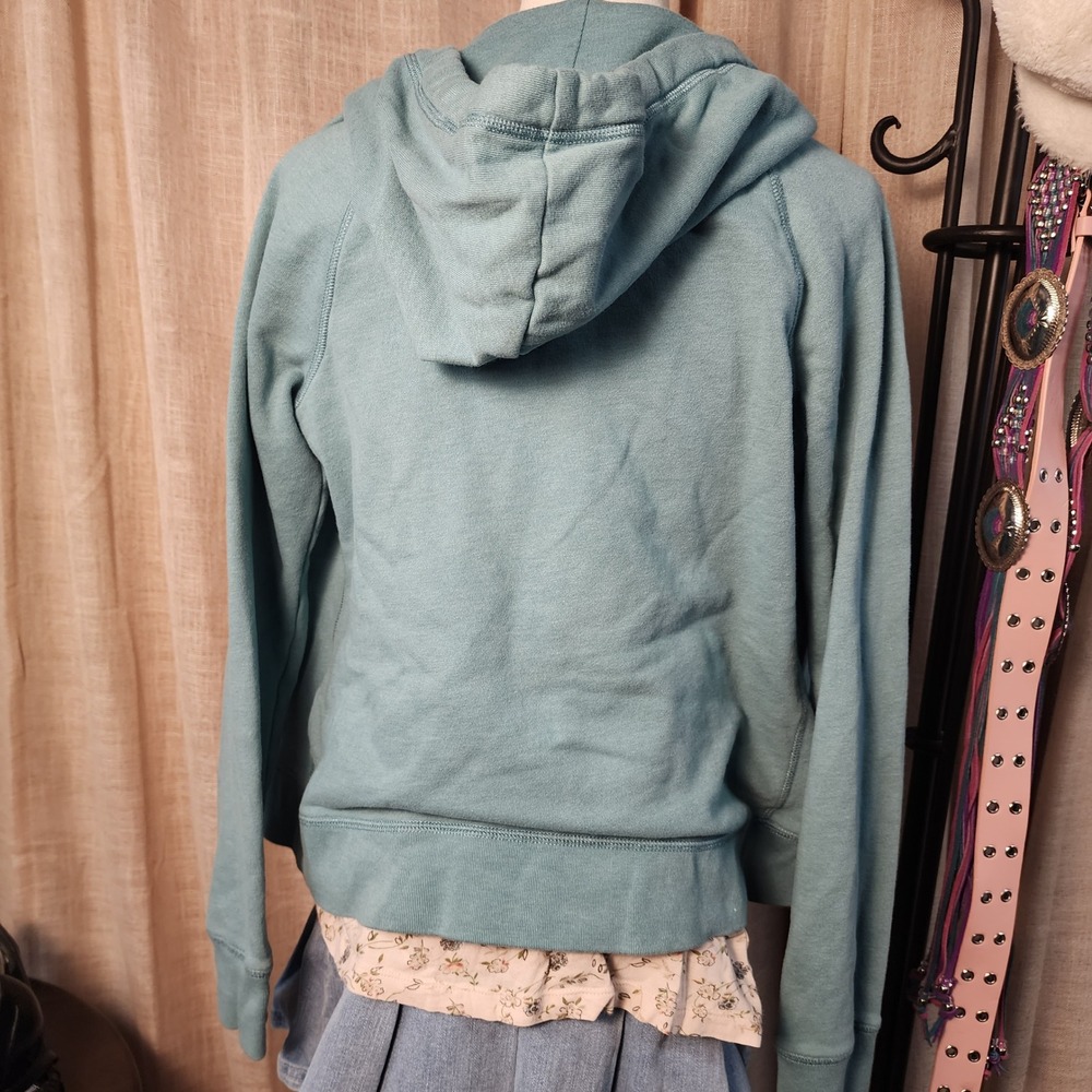 Aeropostale AERO Teal Full Zip Hoodie M Distressed Applique Y2K Mall Style - Picture 3 of 7